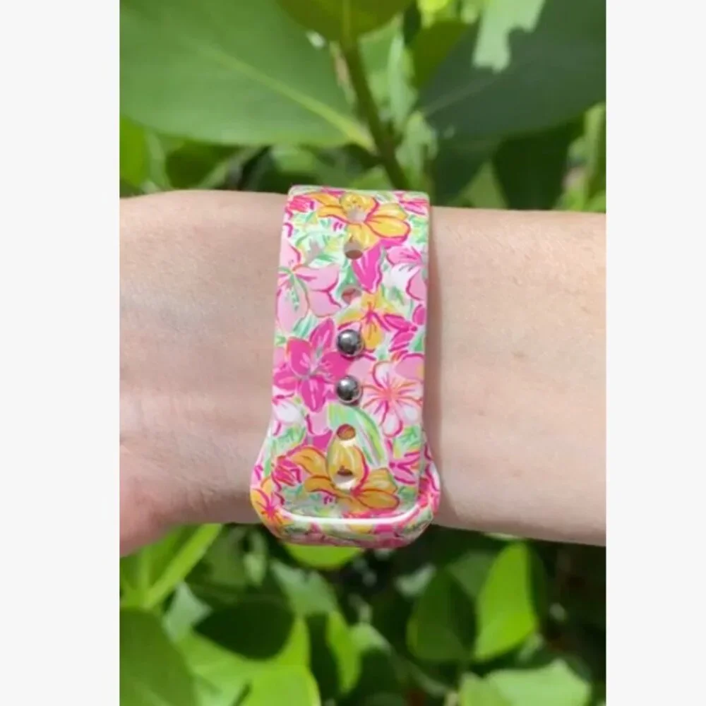 🌸 Printed Silicone Watch Band Compatible with Apple Watch